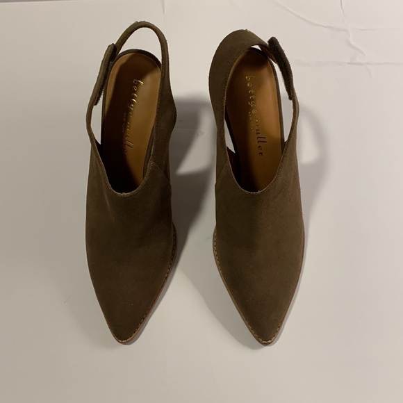 𝅺BETTYE Muller Olive Green Suede Heeled Booties Sling Back size 10M - Picture 8 of 17